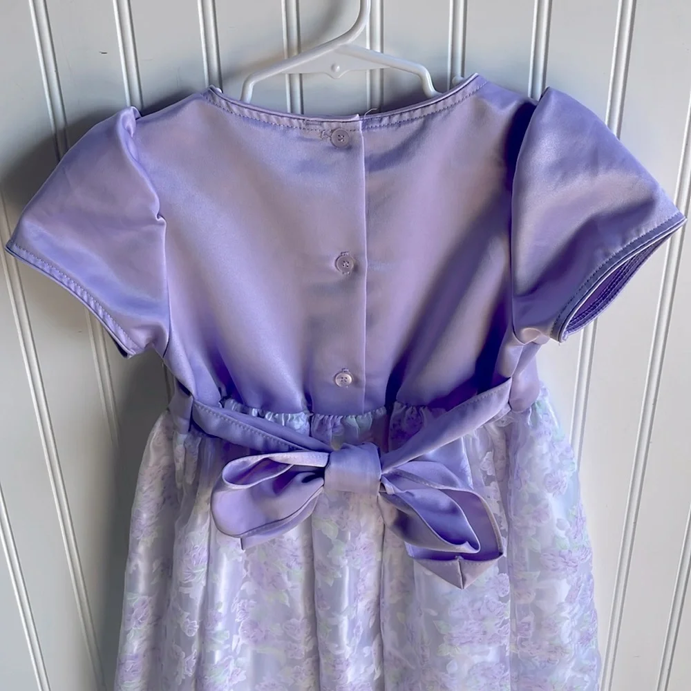 BROOKE LINDSAY GIRLS LAVENDER FLORAL FORMAL PUFFY SLEEVE DRESS SIZE 6X